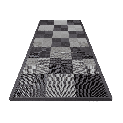 Swisstrax Motorcycle Garage Floor Mat In Ribtrax Pro Tiles (Checkered - Black, Grey)