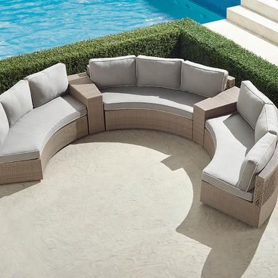 Pasadena II 5-pc. Modular Sofa Set in Dove Wicker - Quick Dry, Restored Mediterranean Blue - Frontgate