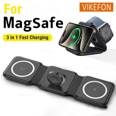 Supporto dock per caricabatterie wireless magnetico 3 in 1 per MagSafe iPhone 16 15 14 13 12 Pro Max Apple Watch 10 9 8 7 AirPods Ricarica rapida