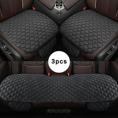 TEMU 1pc/3pcs Car Seat Cover Winter Warm Seat Cushion, Anti-slip Universal Front/rear Seat Breathable Pad For Vehicle Auto Car Seat Protector