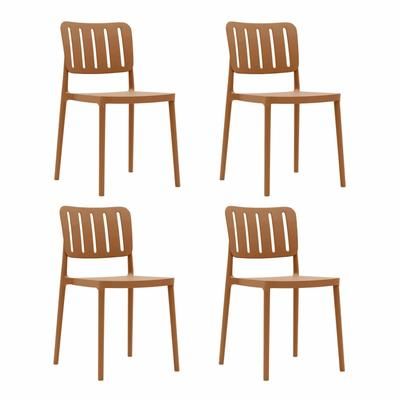 Set 4 sedie impilabili in polipropilene arancione