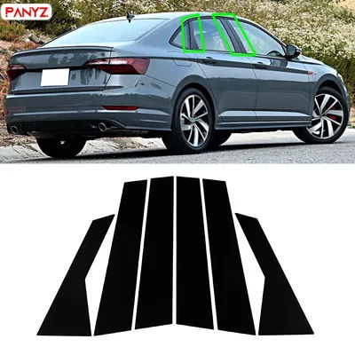 Poteaux de pilier de fenêtre de voiture noir piano brillant, garnitures de porte, autocollant de couverture pour VW Jetta 2019, 2020, 2021, accessoires extérieurs automatiques, 6 pièces