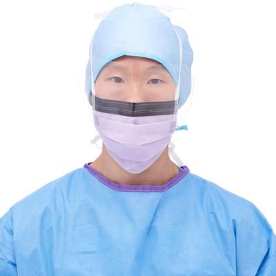 Medline ASTM Level 3 Surgical Face Mask with Ties, Eye Shield, Anti-Fog Foam Strip, Purple, 100/CS (NON27410)
