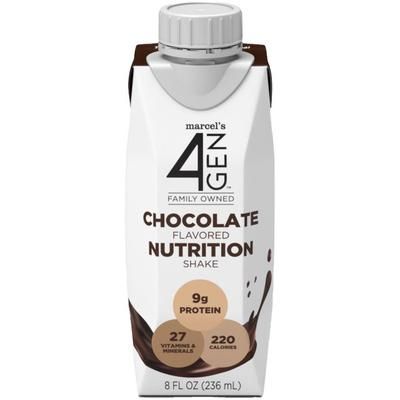 DIVERSIFIED FOOD INC. Marcel's 4GEN Nutrition Shake, Chocolate, 8 oz. Carton, 24/Case, 24/CS (ENT10374)