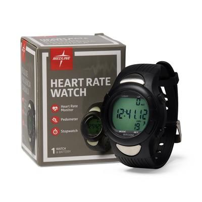 Medline Digital Heart Rate and Pedometer Watch, Water-Resistant Version, 1 EA (MDSP3044)