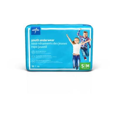 Medline Disposable Protective Youth Underwear, Size Youth S/M (40-70 lb.), 60/CS (MSC23001A)