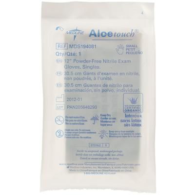 Medline AloeTouch 12" Powder-Free Nitrile Exam Gloves, Sterile Singles, Size S, 400/CS (MDS194081)