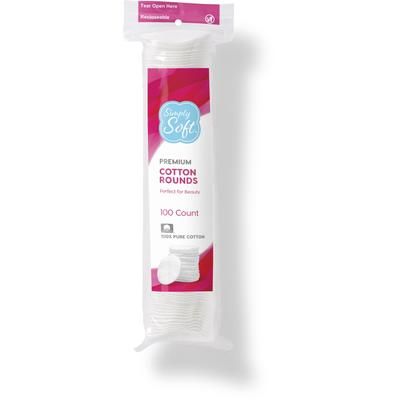 Simply Soft Premium Lint-Free Cotton Rounds, 100 Count, 6 Bags/Case, 6/BX (RSS10002Z)