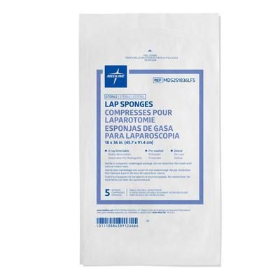 Medline X-Ray Detectable Sterile Lap Sponge, 18" x 36", 5/Pack, 5/PK (MDS251836LF5H)