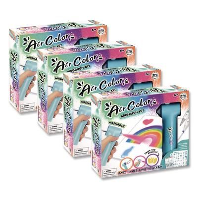 TPG Creations AirColor Airbrush Kit, (10) Markers/(2) Stencils/(1) Airbrush/(1) Charging Cable, 4 Kits/Carton (TPG49004)