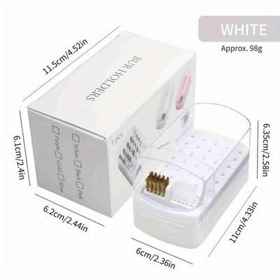 TEMU 2-in-1 Nail Drill Bit Organizer With Cleaning Brush - 30 Slot Manicure Tool Storage Box, Salon-grade Grinding Head Holder & Display Case For Nail Art Accessories