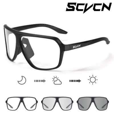 SCVCN Photochromic Cycling Glasses Polarized Sunglasses for Men MTB Bike Eyewear Goggles Bicycle Glasses Sports UV400 Sunglasses