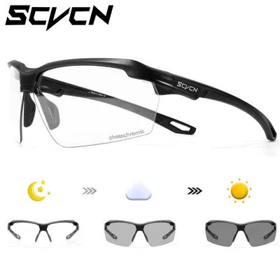 SCVCN Photochromic Sunglasses Cycling Glasses Bike Mountain Bicycle Hiking Golf UV400 Sports Glasses for Men Women Baseball