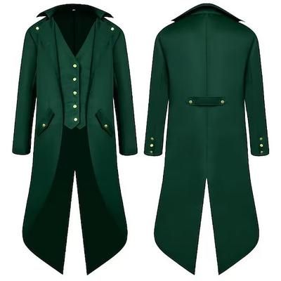 Punk Gotico Medievale Steampunk Cappotto Smoking Trench Ebenezer Scrooge Dickens Vampiro Elfo Mago Costume Per uomo Stile Steampunk Natale Halloween Mascherata Performance Adulti Cappotto