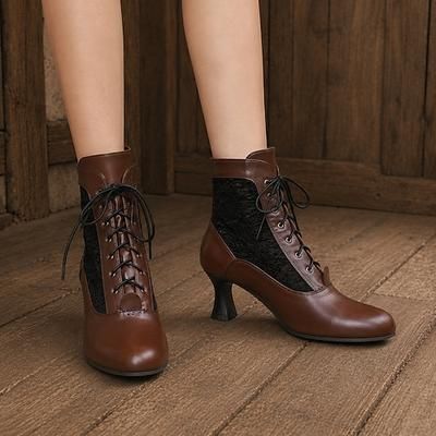 Rococò Vittoriano Rinascimento Scarpe A stivale Pizzo Floreale Costume Per donna Reale Mascherata Abbigliamento Quotidiano Adulti