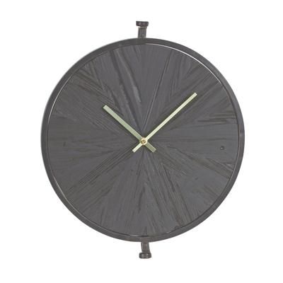 Wall Clock 16.25"D Wood/Iron 1 AA Battery, Not Included by Melrose in Black