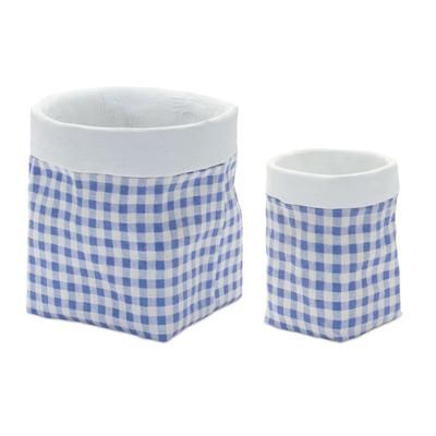 Pot (Set of 2) 3.75"L x 5.5"H, 6.5"L x 6.75"H Cement by Melrose in Blue/white