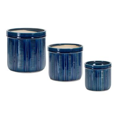 Container (Set of 3) 5"H, 6"H, 7.5"H Terra Cotta by Melrose in Green