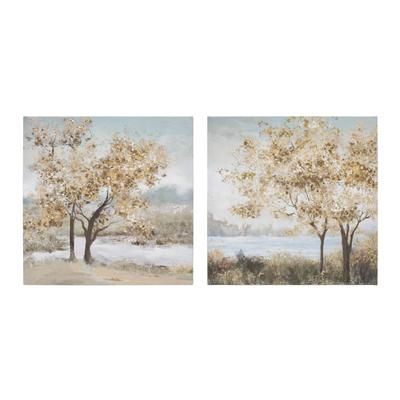 Framed Tree Canvas Art (Set of 2) by Melrose in Blue Beige