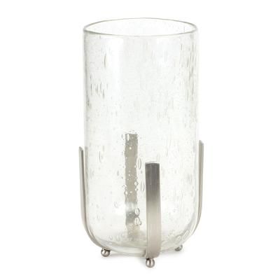 Candle Holder or Vase 6.25"D x 12.5"H Iron/Glass by Melrose in Clear/silver
