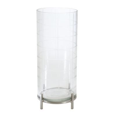 Candle Holder 5.5"D x 12"H Glass/Iron by Melrose in Silver