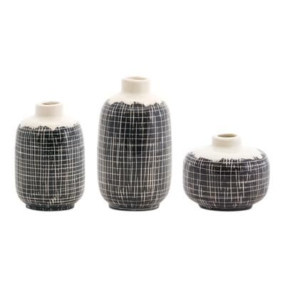 Mini Vase (Set of 6) 3.5"H, 5.25"H, 6.25"H Terra Cotta by Melrose in Black/white