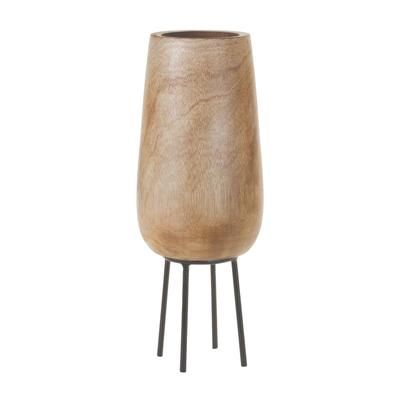 Vase w/Stand 5.5"D x 15"H Wood by Melrose in Brown