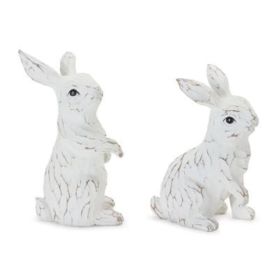 Bunny (Set of 2) 6"H, 7.5"H Resin by Melrose in White