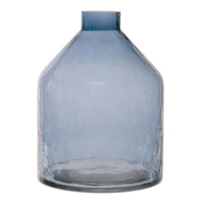 Blue Glass Bottle Vase 8"H by Melrose in Blue
