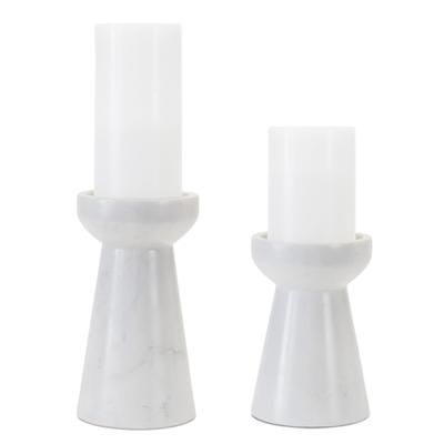 Modern Marble Candle Holder (Set of 2) by Melrose in White/grey