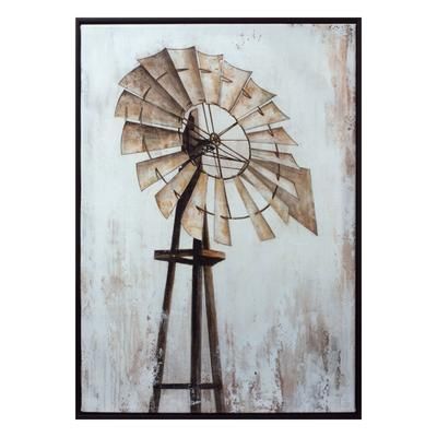 Framed Windmill Print 20.25"L x 28"H Canvas by Melrose in Brown/white/black