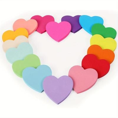 TEMU 16 Packs Heart Sticky Notes, 16 Colors 25 Sheets/pad, 400sheets Shape , Cute Memo Pads Colorful Self-sticky Note Pads