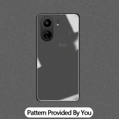 TEMU [diy]minimalist Fashion Style Photo Pattern Custom Phone Case For Xiaomi Redmi 13/12/11/c/5g/a/prime With Organic Glass Case, Black Frosted Soft Border Protective Case Suitable