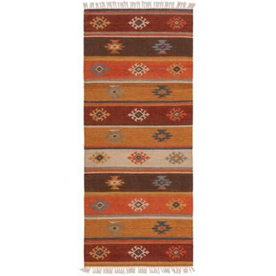 Kelim tessuto a mano multicolor 80x200