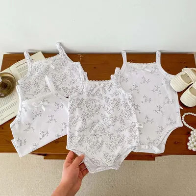 Combinaison d'été pour bébés filles de 0 à 2 ans, barboteuse fine en coton imprimé Floral, vêtements