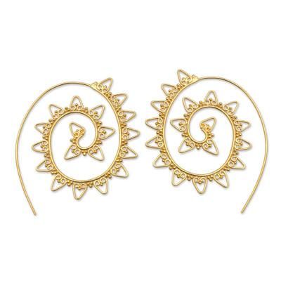 'Spiral-Shaped 18k Gold-Plated Half-Hoop Earrings from Bali'