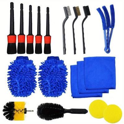 TEMU 18pcs Car Detailing Brush Set Glove Auto Interior Wheel Cleaning Kit