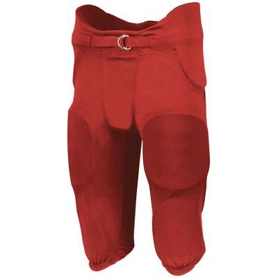 Russell Athletic F25PFM Integrated 7-Piece Pad Football Pant in True Red size Medium | Polyester