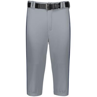 Russell Athletic R21LGM Piped Diamond Series Baseball Knicker 2.0 in Gray/Navy Blue size XL | Polyester