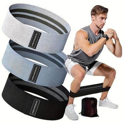 TEMU 3pcs Resistance Bands For Squats Fitness Yoga Pilates Strength Training Elastic Stretch Bands For Legs Butt 60lb 90lb 150lb