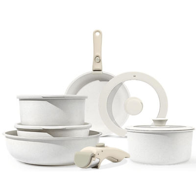 TEMU 12pcs Nonstick Ceramic Cookware Set With Detachable Handles - Induction Compatible, Oven Safe Kitchen & Rv