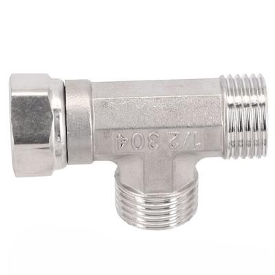 "TEMU Stainless Steel T-adapter With 3-way Valve, Fit For International/2" - And For Bathroom And Toilet Use"