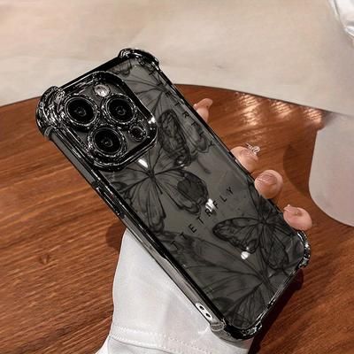 TEMU Four-corner Line Butterfly For Phone14/15 Mobile Phone Case 1112pm 13 13promax 14pro 14promax 14 15 15pro 15pm 16 16pro 16promax Mobile Phone Case