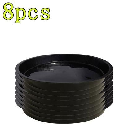 TEMU 8-pack Plastic Plant Saucers - Round Drip Trays For Flower Pots, Heavy Duty Indoor & Outdoor Gardening Planters, 15-inch, Black
