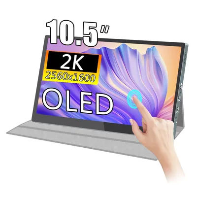 OLED 2k10.5“ TouchScreen,Raspberry Pi Monitor,Portable Monitor HDR,sRGB 100%,Dual USB-C,HDMI for Laptop Mac Phone PS4/5 Switch