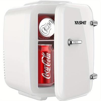 TEMU Mini Fridge, 4 Liter/ 6 Cans Small Fridgerator For Bedroom, Ac/ Thermoelectric Cooler And Warmer For Skincare Drink Office Dorm Car, Pink