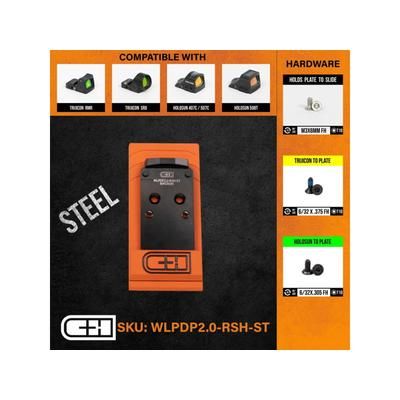 C&H Precision Weapons Optics Adapter Plate Walther Defense Pdp 2.0 Trijicon RMR/SRO WLPDP20-RSH-ST