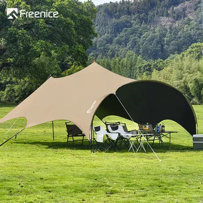Freenice Camping Tent Picnic Black Vinyl Canopy Rainproof and UV Protection Large Space Awning Butterfly Shape gazebo