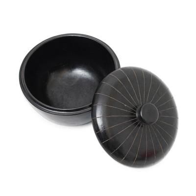 Lombok Path,'Indonesian Hand Crafted Black Terracotta Ceramic Lidded Bowl'