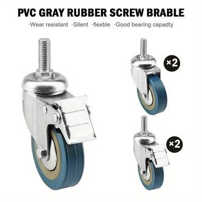 TEMU 4x Heavy Duty 75mm Rubber Swivel Castor Wheels Trolley Furniture Wheel 200kg